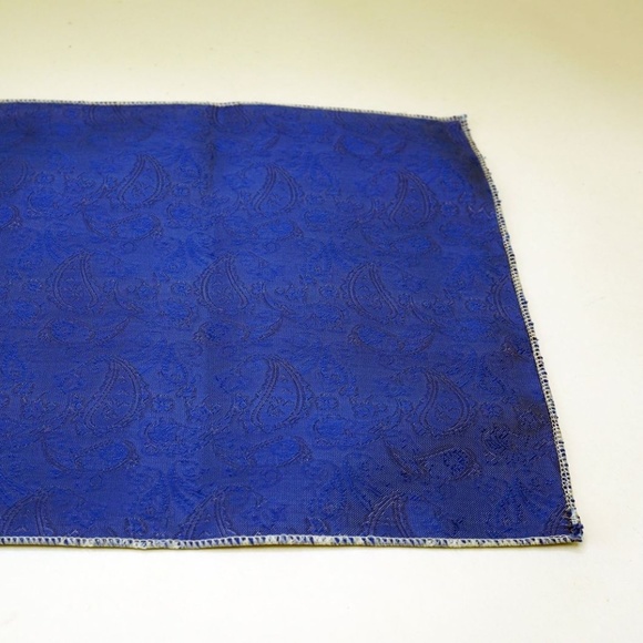 Pocket Square 100% Silk Paisley Blue Pattern - Picture 3 of 4